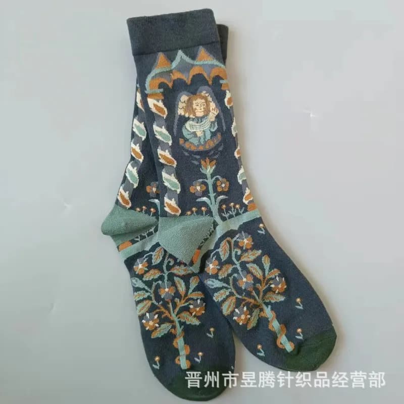 Balenciaga Scallop Pattern Sock Multi-Color Fan Print — 13