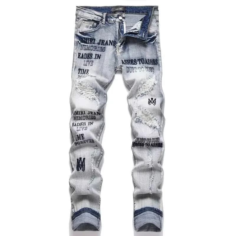 Diesel Slim Fit Jeans Silver Script Print — 浅蓝色7719