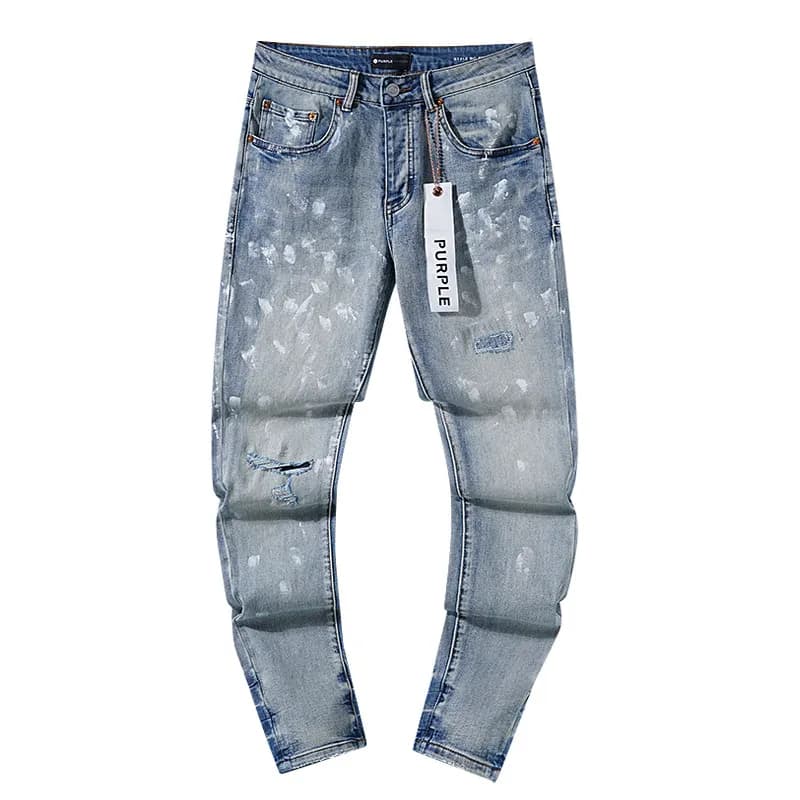Slim Fit Jeans Distressed Paint-Splatter Wash