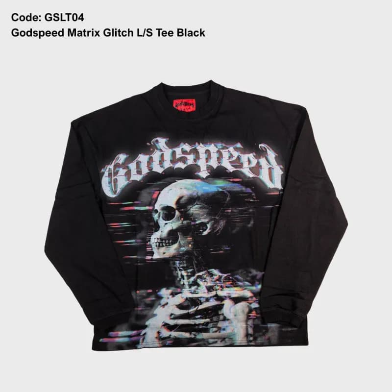 Godspeed Matrix Glitch L/S Tee Glitch Skull