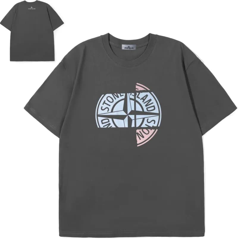 Stone Island Logo T-Shirt Compass Logo — 814灰色