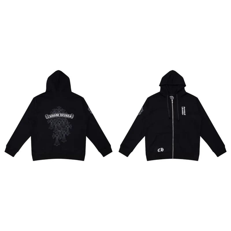 Chrome Hearts Hooded Sweatshirt Cross Logo Embroidery — k29黑色