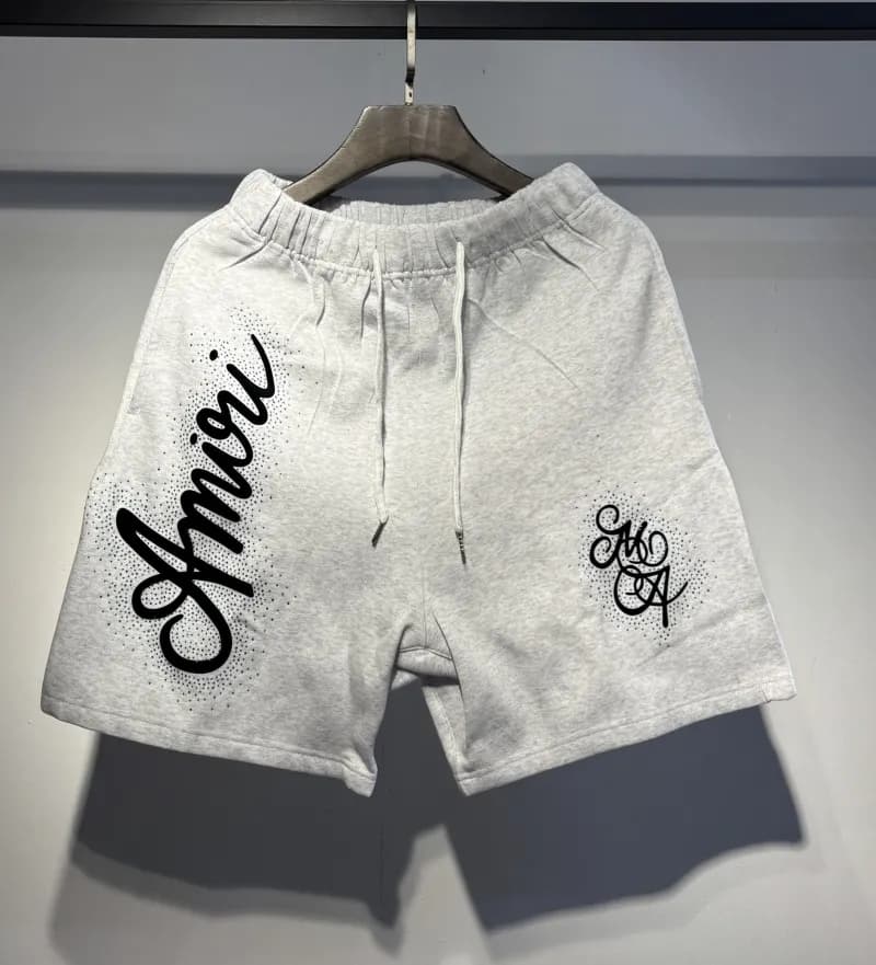 Amiri Logo Shorts Crystal Embellished — 灰色