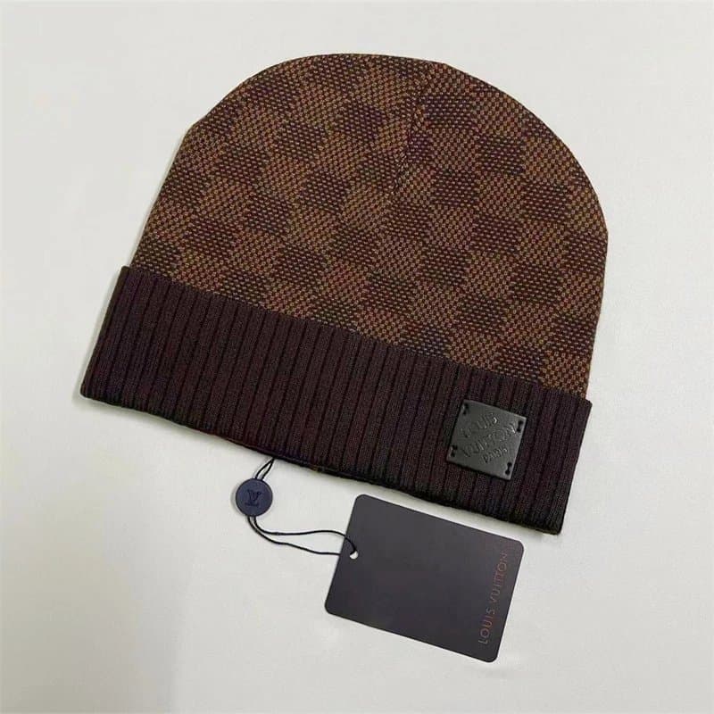 Louis Vuitton Knit Beanie Monogram Canvas Patch — 223# 咖啡色