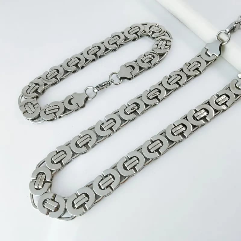 Chrome Hearts Link Chain Necklace & Bracelet Set Double Link