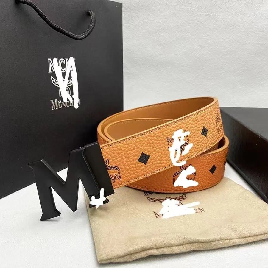 MCM Logo Belt Visetos Print