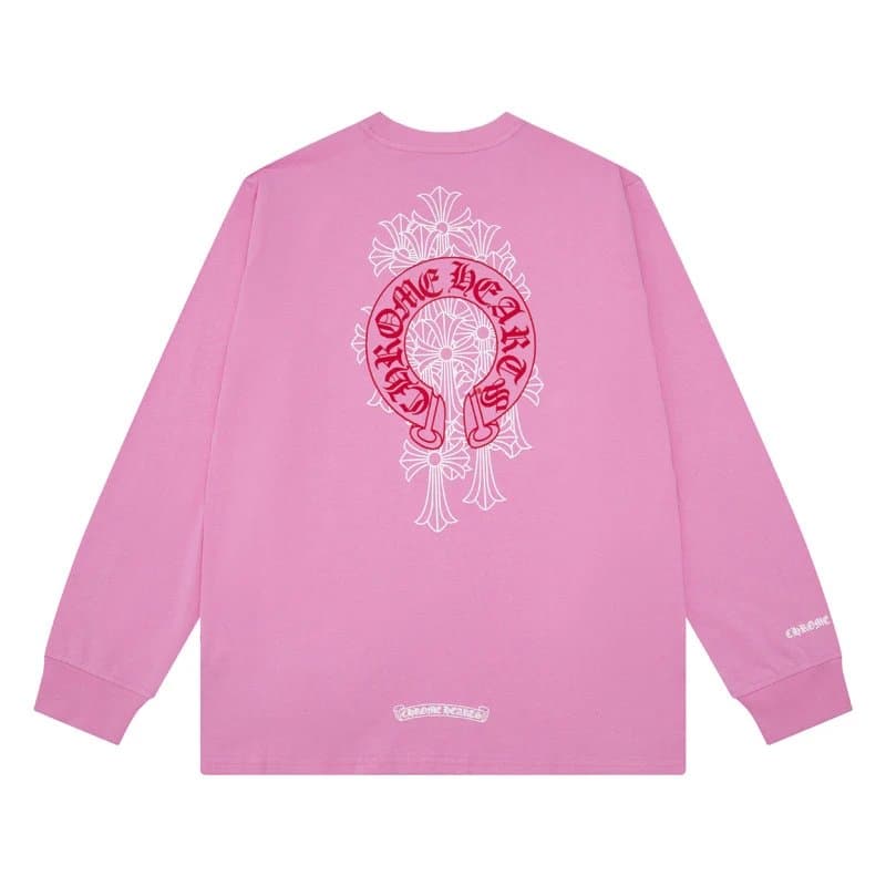 Chrome Hearts Long Sleeve Tee Spiderweb Graphic — K8006粉