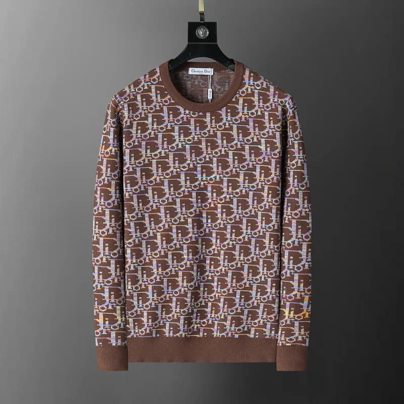 Givenchy Logo Knit Sweater Stripe Logo — 3126 coffee color
