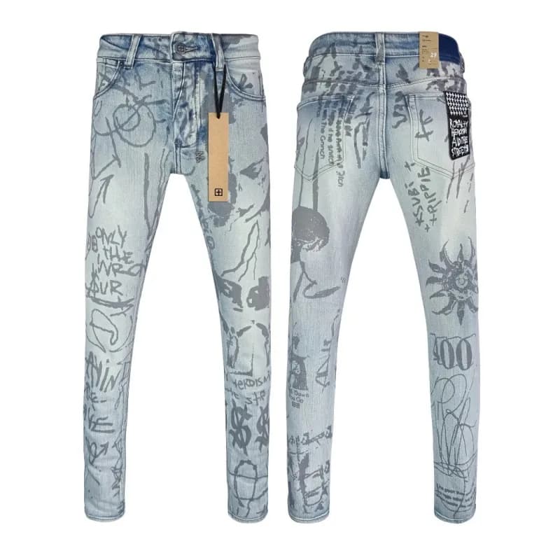 Denim Tears Slim Fit Jeans Graffiti Print