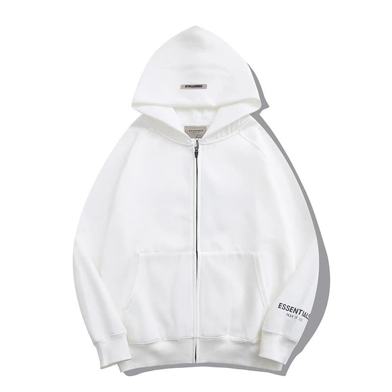 Fear of God Essentials Hooded Sweatshirt Essentials Logo — 拉链款白色
