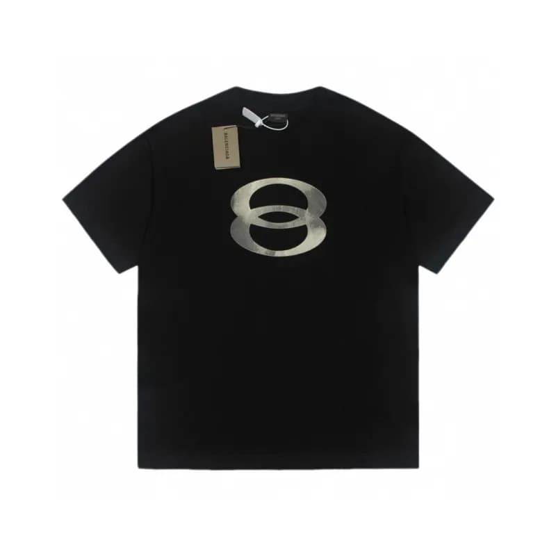 Balenciaga Logo Print T-Shirt Distressed White Logo — 黑色F171