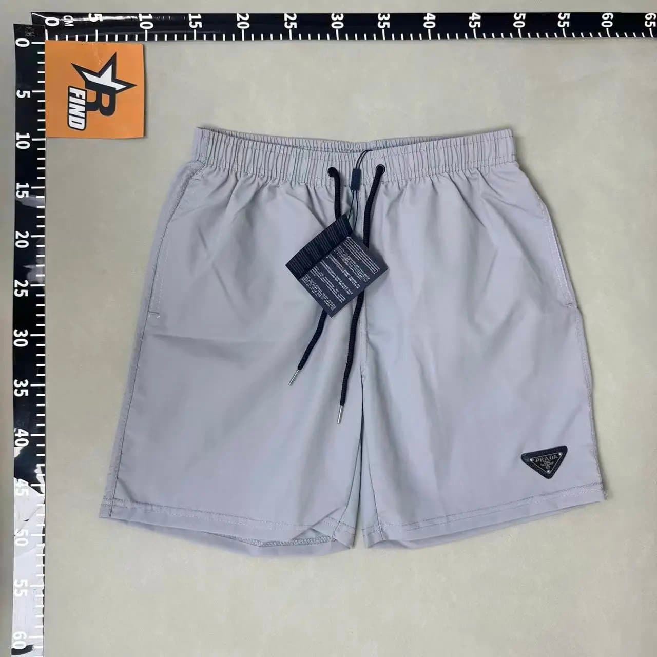 Prada Logo-Embroidered Shorts Light Grey