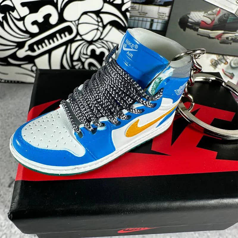 Air Jordan 1 High Miniature Keychain — 94.washed silver blue + box