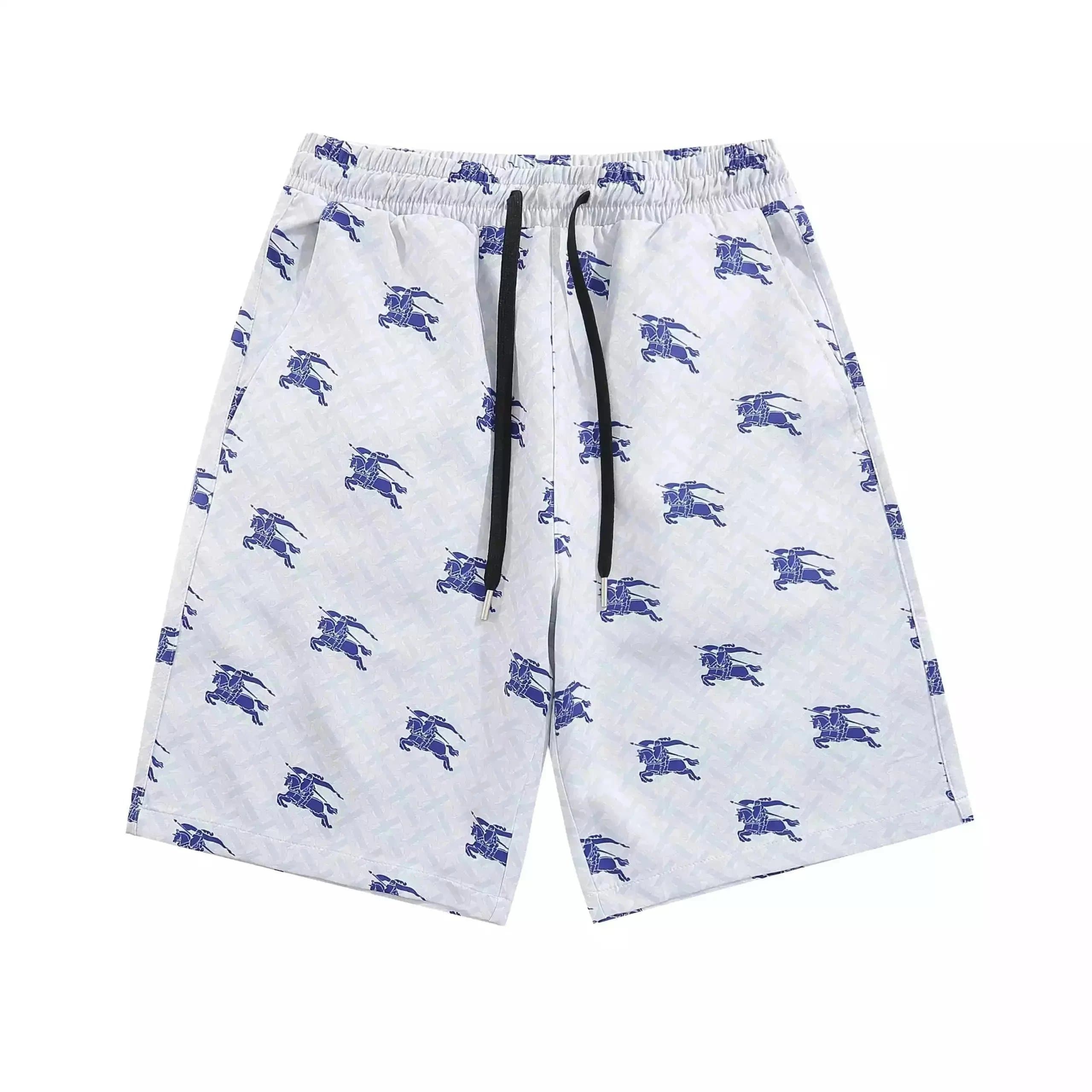 Burberry Equestrian Knight Print Shorts All-Over Knight Logo