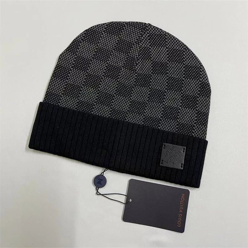 Louis Vuitton Knit Beanie Monogram Canvas Patch — 223# 深灰色