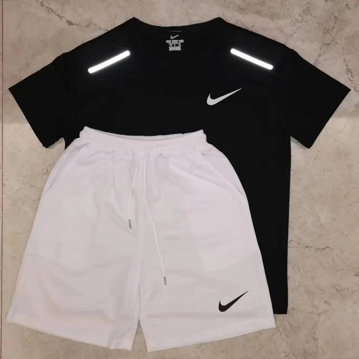 Nike T-Shirt and Shorts Set Reflective Stripe