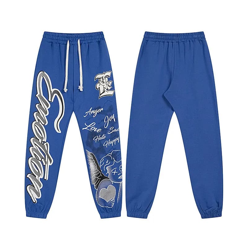 Fear of God Essentials Graphic Joggers Emotion Script Print — 0057蓝裤子