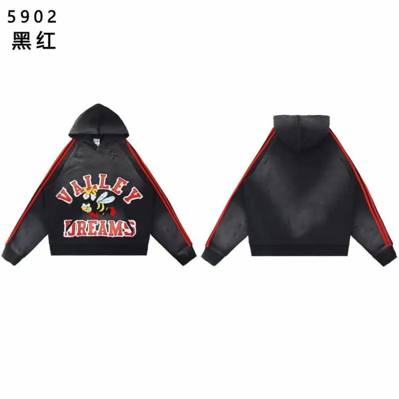 Gallery Dept. Zip-Up Hoodie Skull Print Washed — 5902黑红