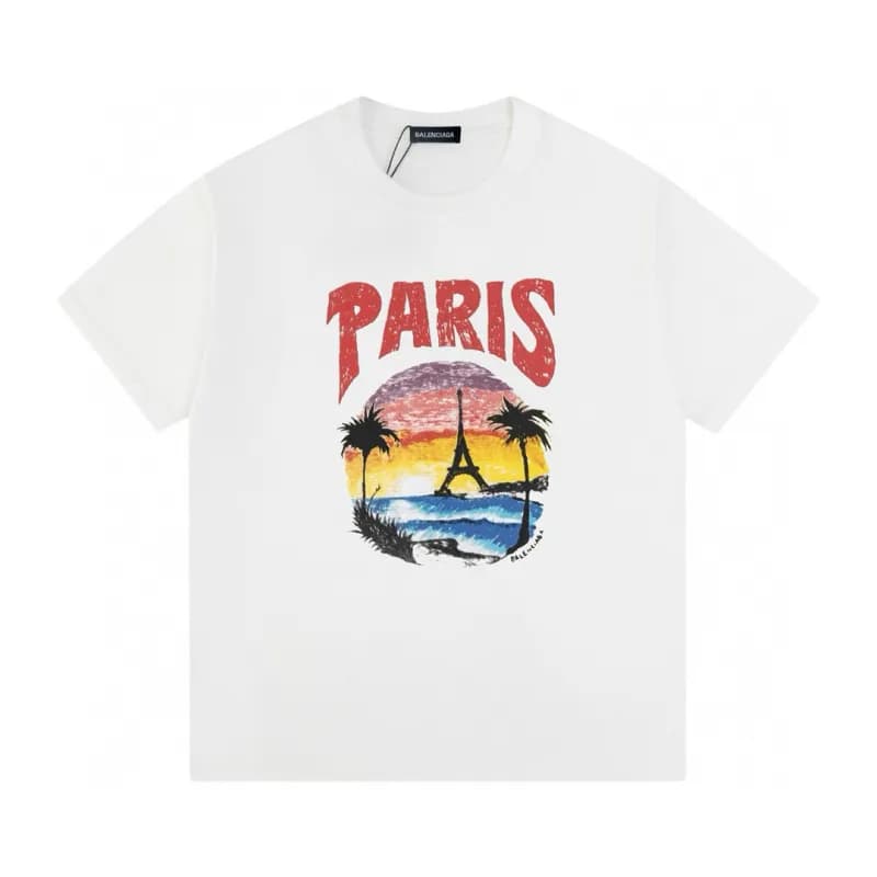 Balenciaga Logo Print T-Shirt Distressed White Logo — 白色F163
