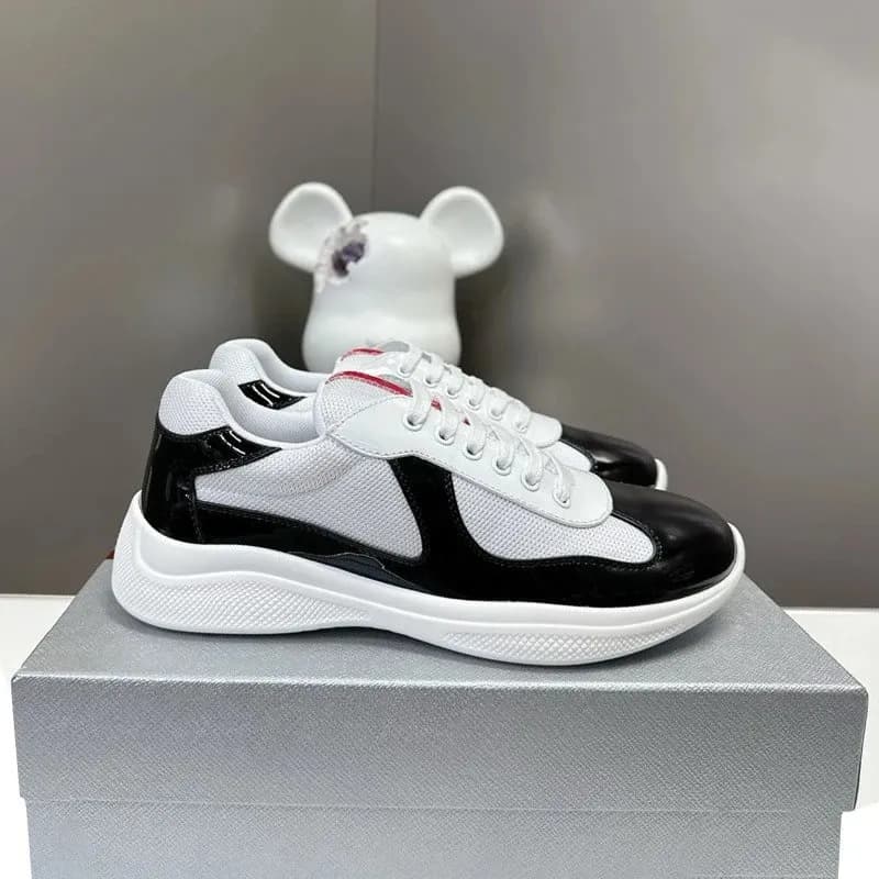 Prada Linea Rossa Sneaker White and Black Patent