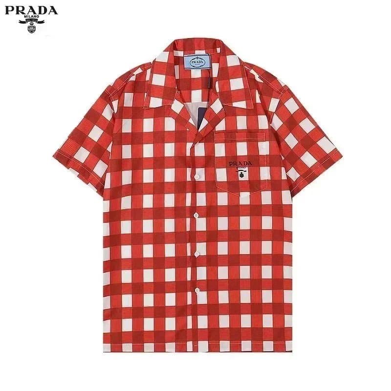 Prada Short-Sleeve Shirt Gingham Check