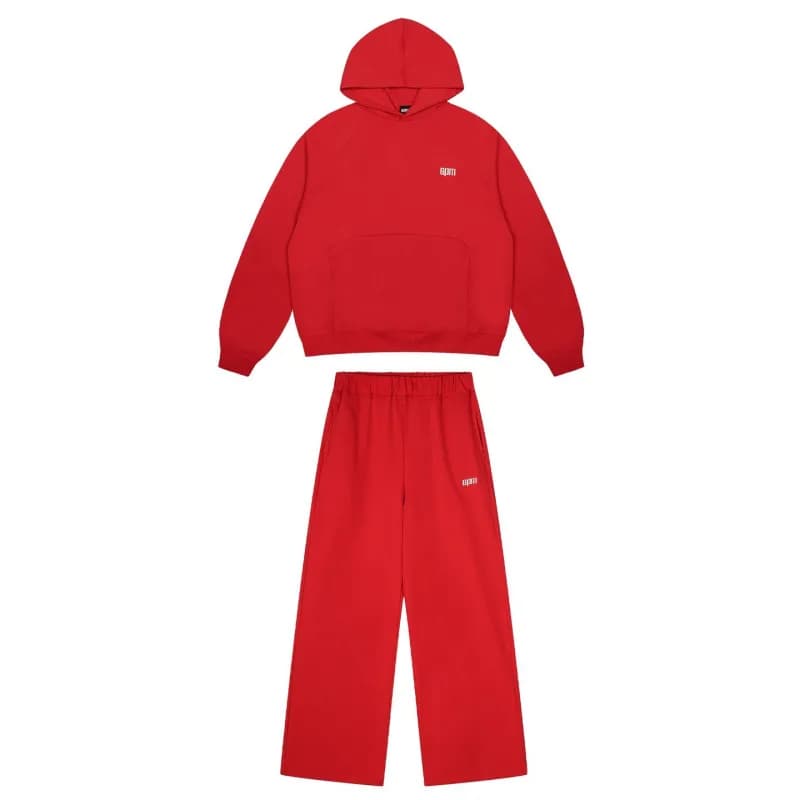 Fear of God Essentials Croptop Hoodie & Joggers Set Solid Red