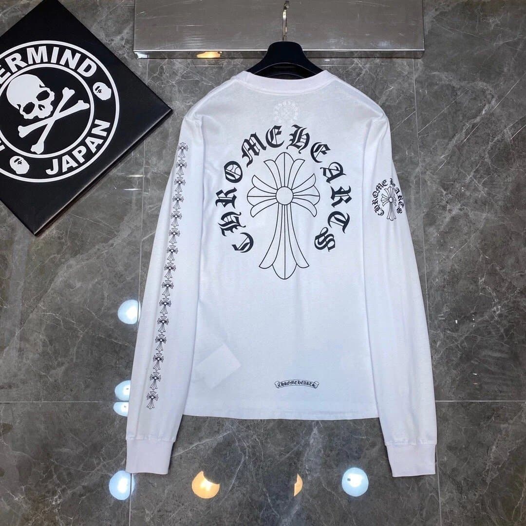 Chrome Hearts × BAPE Long Sleeve Tee Cross Logo Print