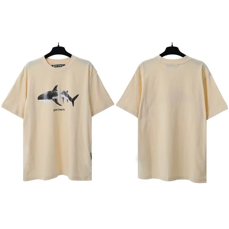 Palm Angels Graphic Tee Teddy Bear Print — Apricot broken tail shark