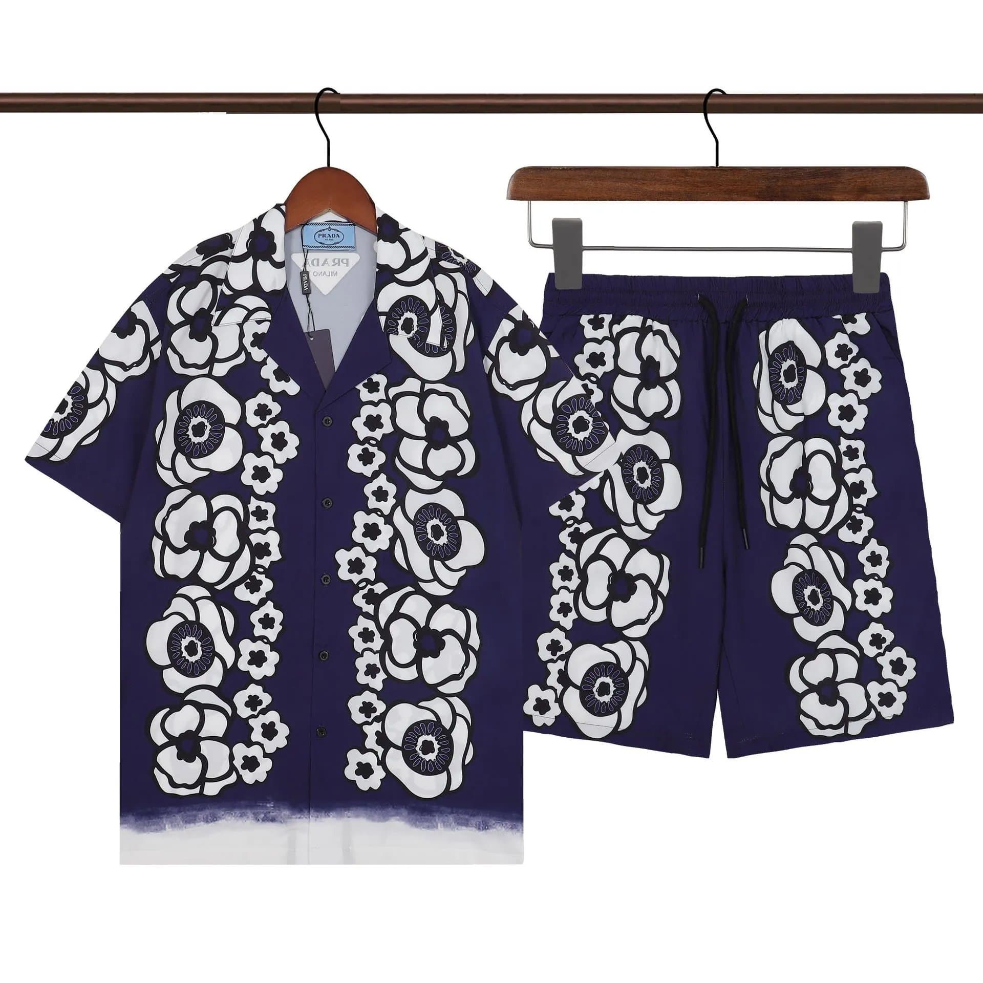 Prada Printed Shirt Patterned — Q213套装蓝