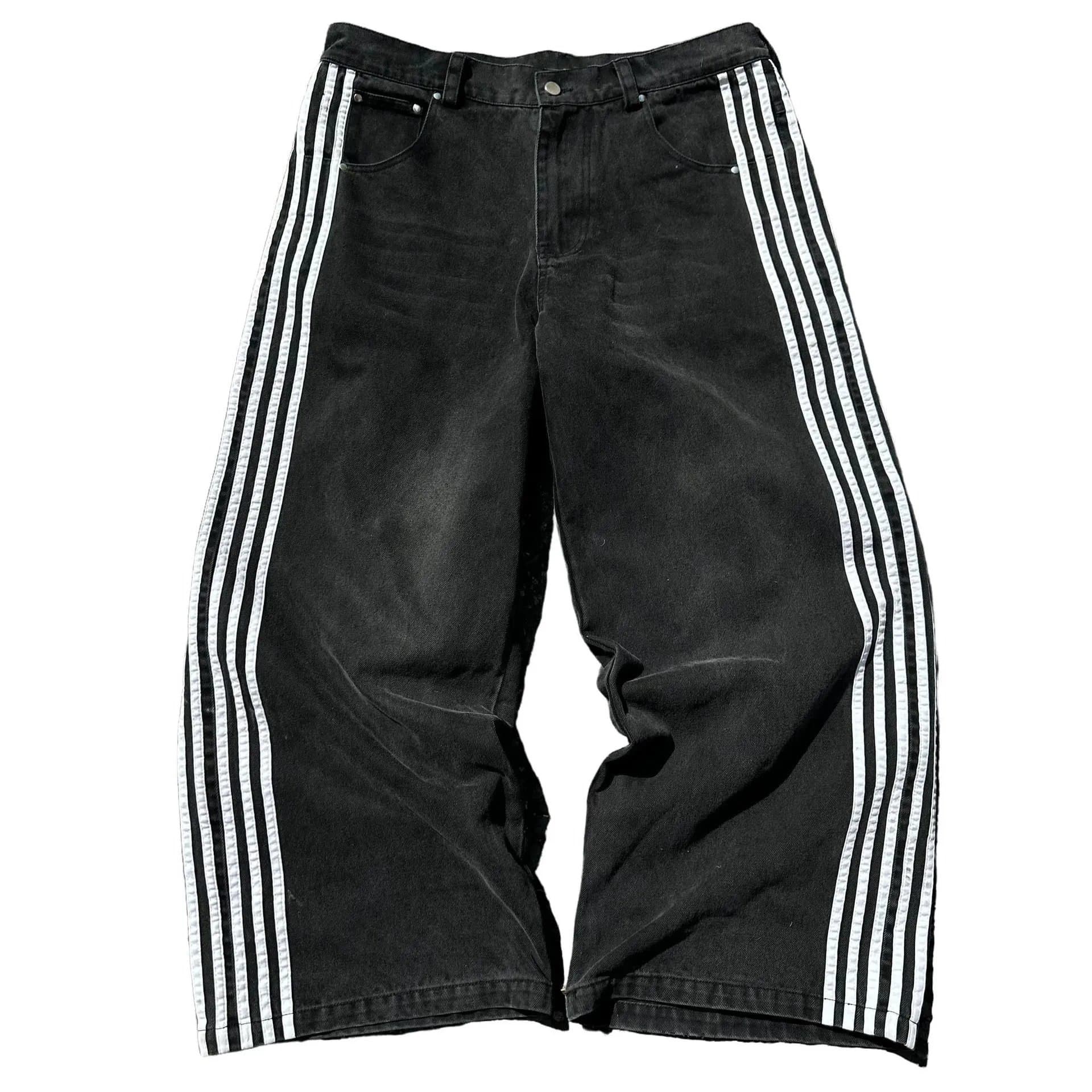 Adidas Three-Stripe Jeans Black with White Stripes