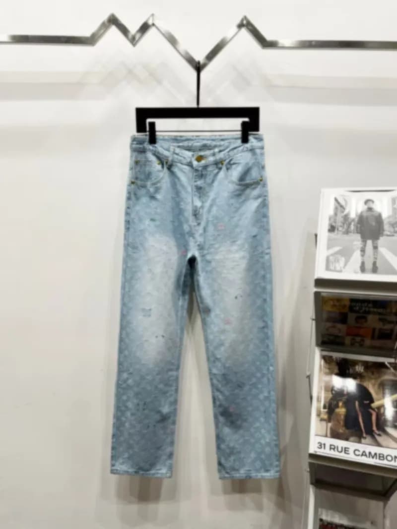 Louis Vuitton Monogram Denim Jeans Light Wash with All-Over Monogram