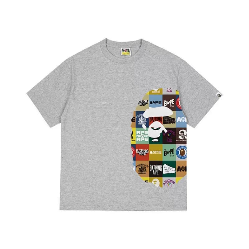 BAPE Ape Head Tee Multi-Color Camo Print — 1317灰色