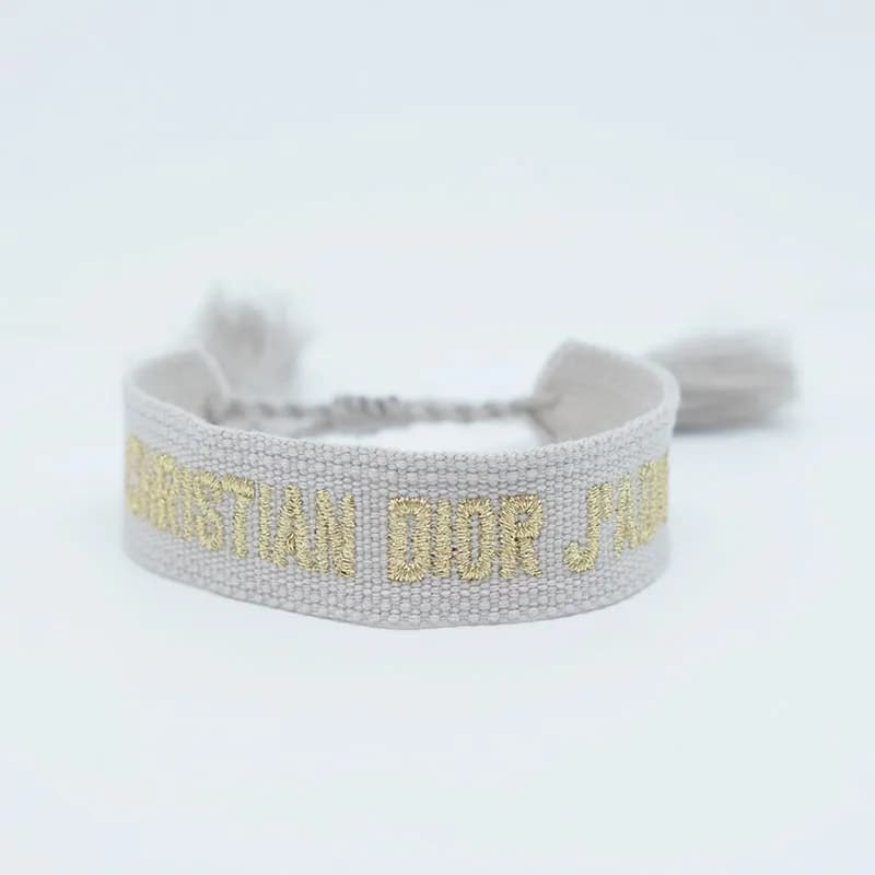 Dior J'Adior Woven Bracelet Pink with Black Logo — 75#