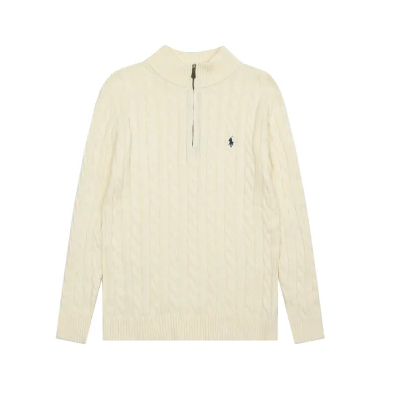 Polo Ralph Lauren Cable Knit Quarter-Zip Sweater Ivory