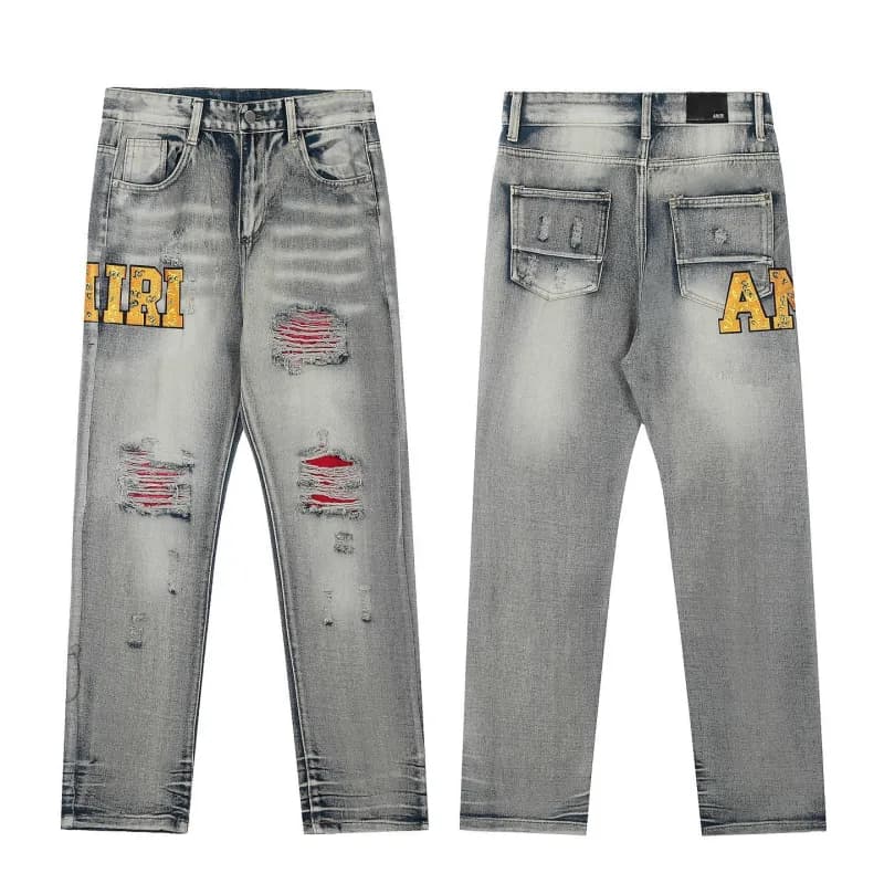 Amiri Distressed Patchwork Jeans Multi-Patch — M29