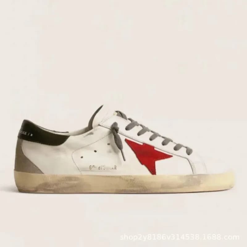 Golden Goose Superstar Distressed Red Star