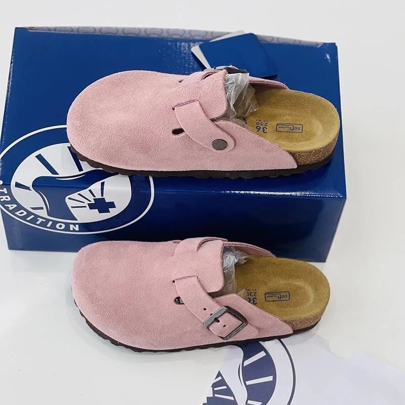 Birkenstock Boston Clog Suede — 粉色