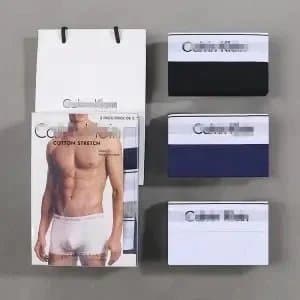 Calvin Klein Cotton Stretch Trunks 3-Pack — 黑+蓝+白  3条装