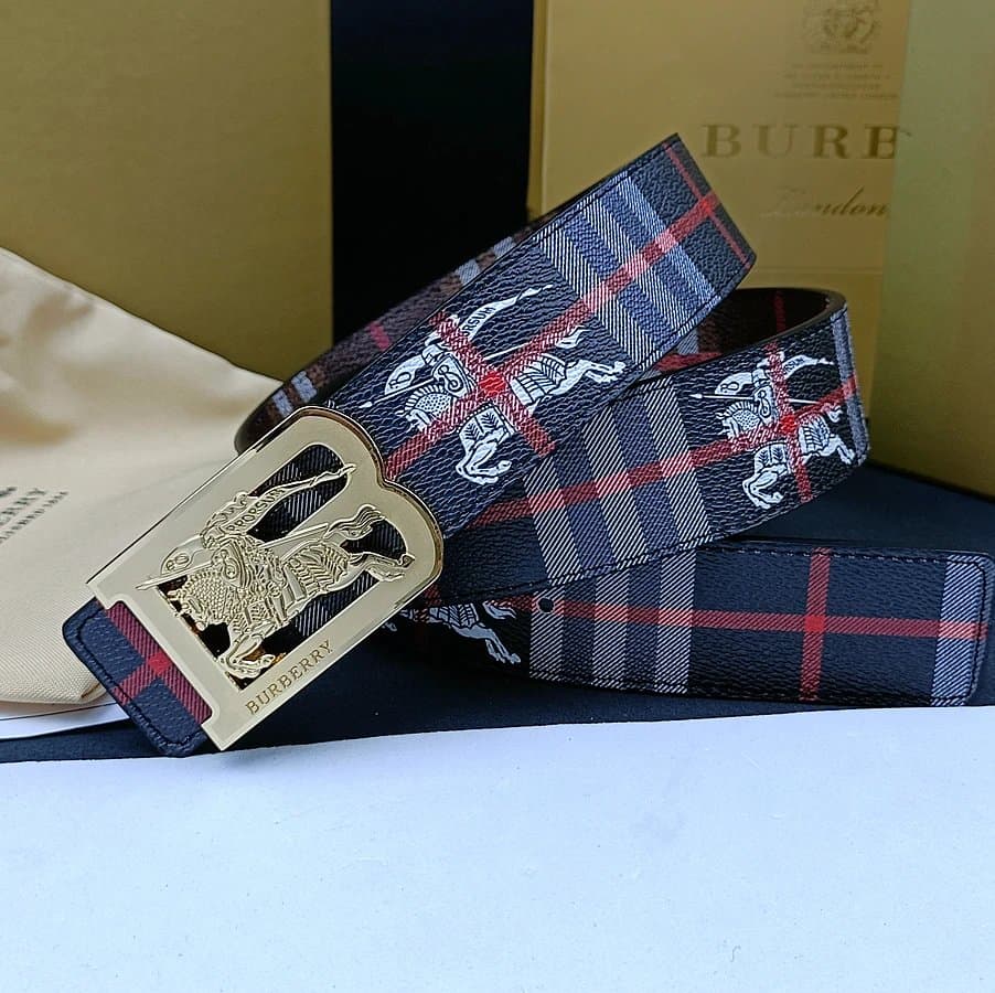 Burberry Equestrian Knight Belt Check Print with Knight Motif