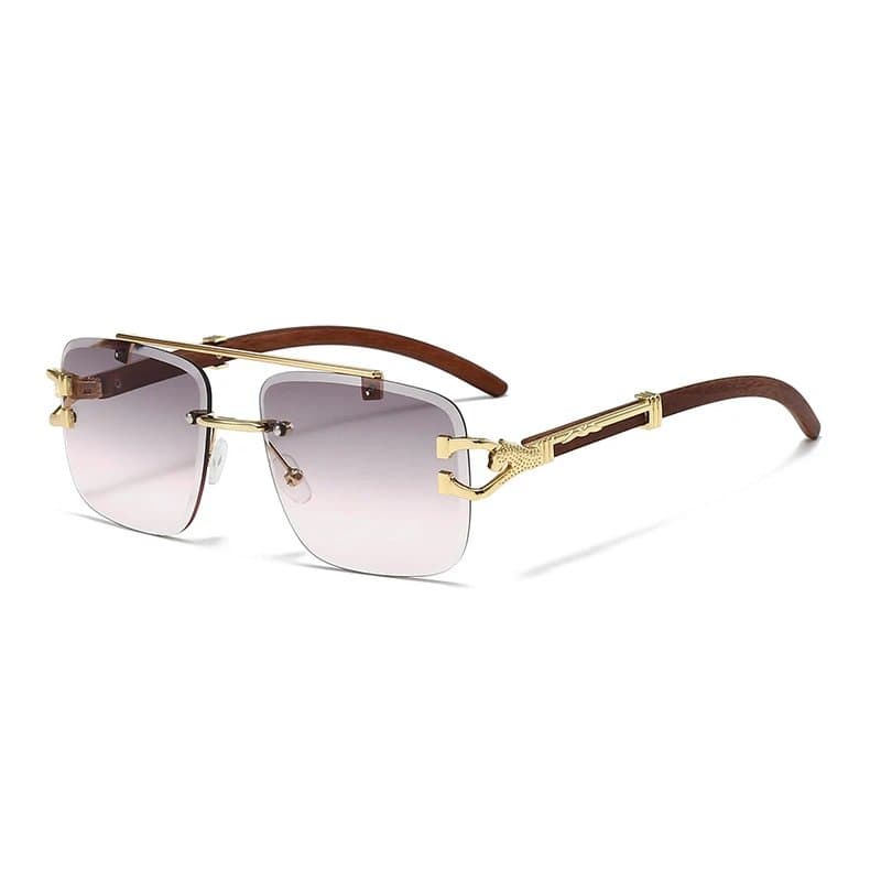 Chrome Hearts Square Rimless Sunglasses Wood & Gold Accents