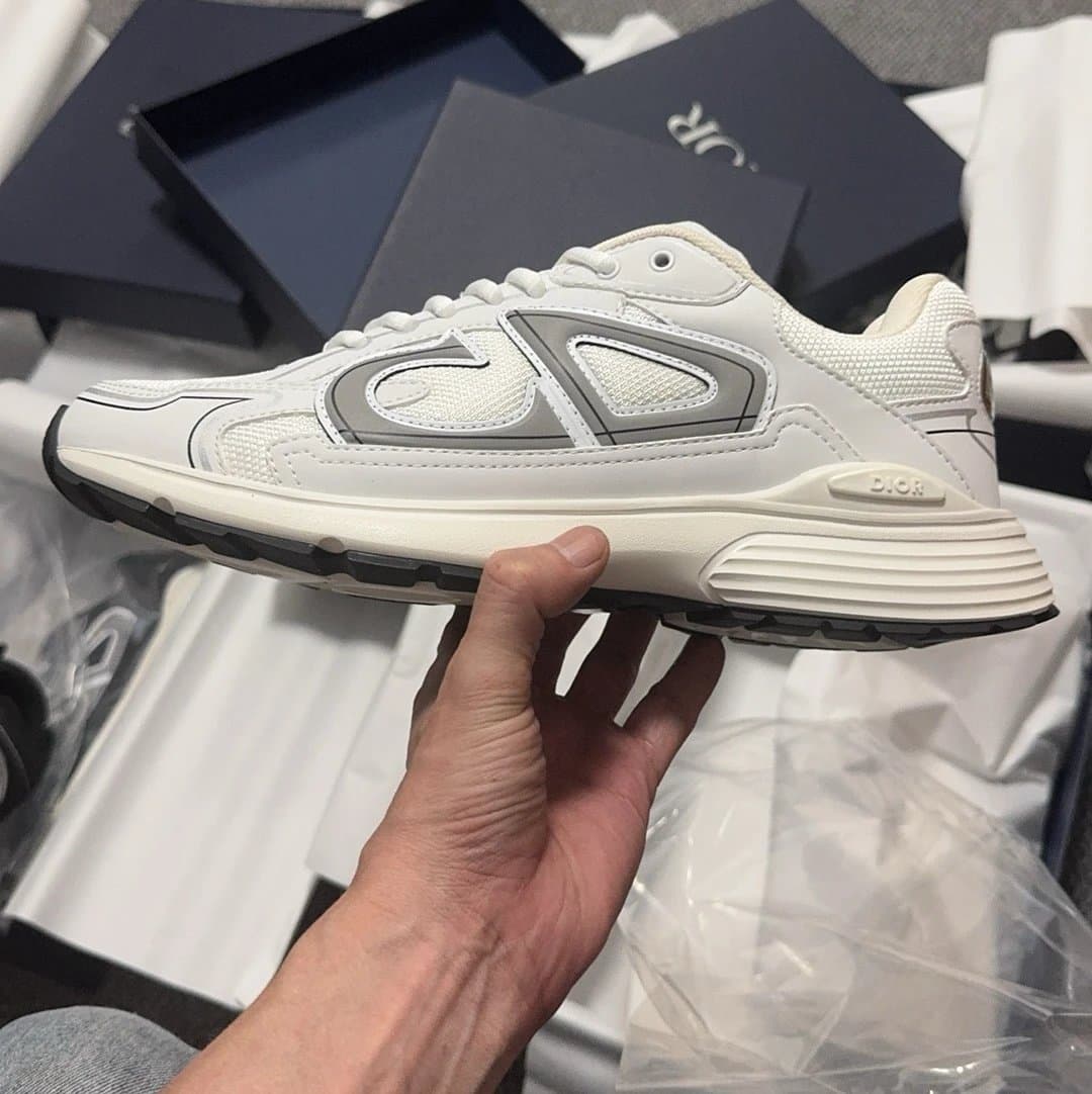Dior B22 Glossy Black Silver — white