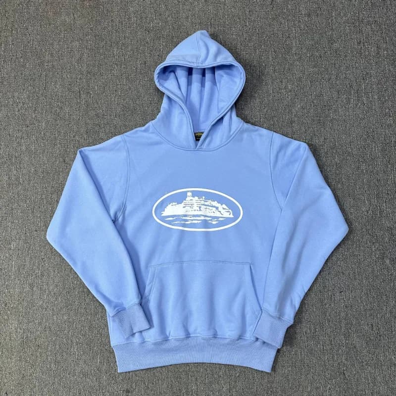 Gallery Dept. Zip-Up Hoodie Heather Grey with White Lining — 910 sky blue