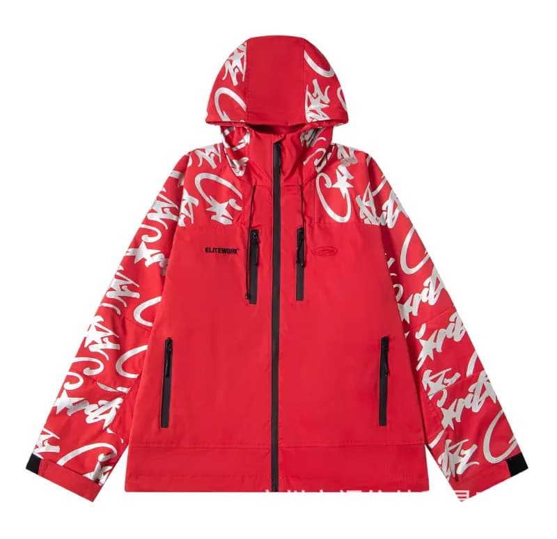 Printed Hooded Jacket Coca-Cola Script All-Over Print