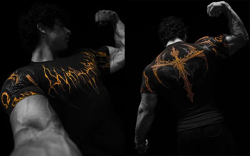 Sp5der Graphic Compression Tee Flame Cross Print