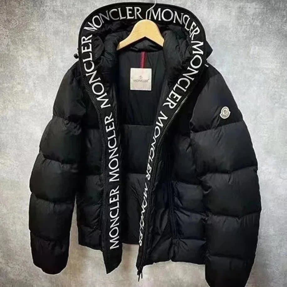 Moncler Logo Tape Puffer Jacket Monogram Hood