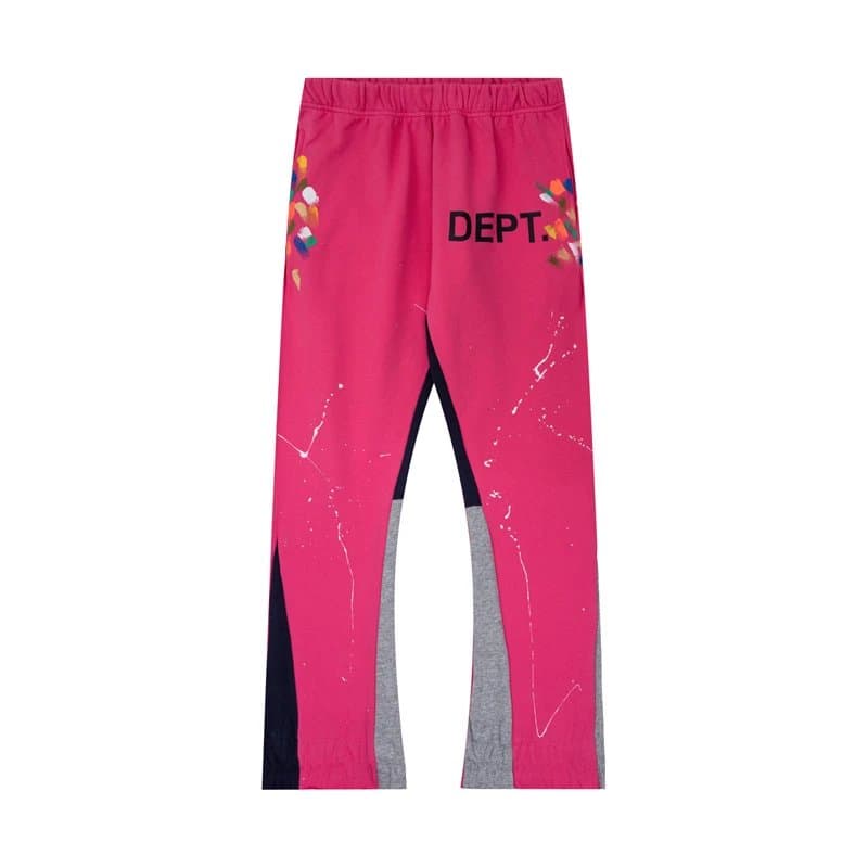 Corteiz Paint Splatter Joggers DEPT. Print — G18-玫红色