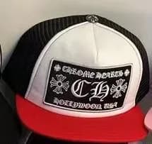 Chrome Hearts Snapback Cap Cross & CH Logo Embroidery — 28 red and black