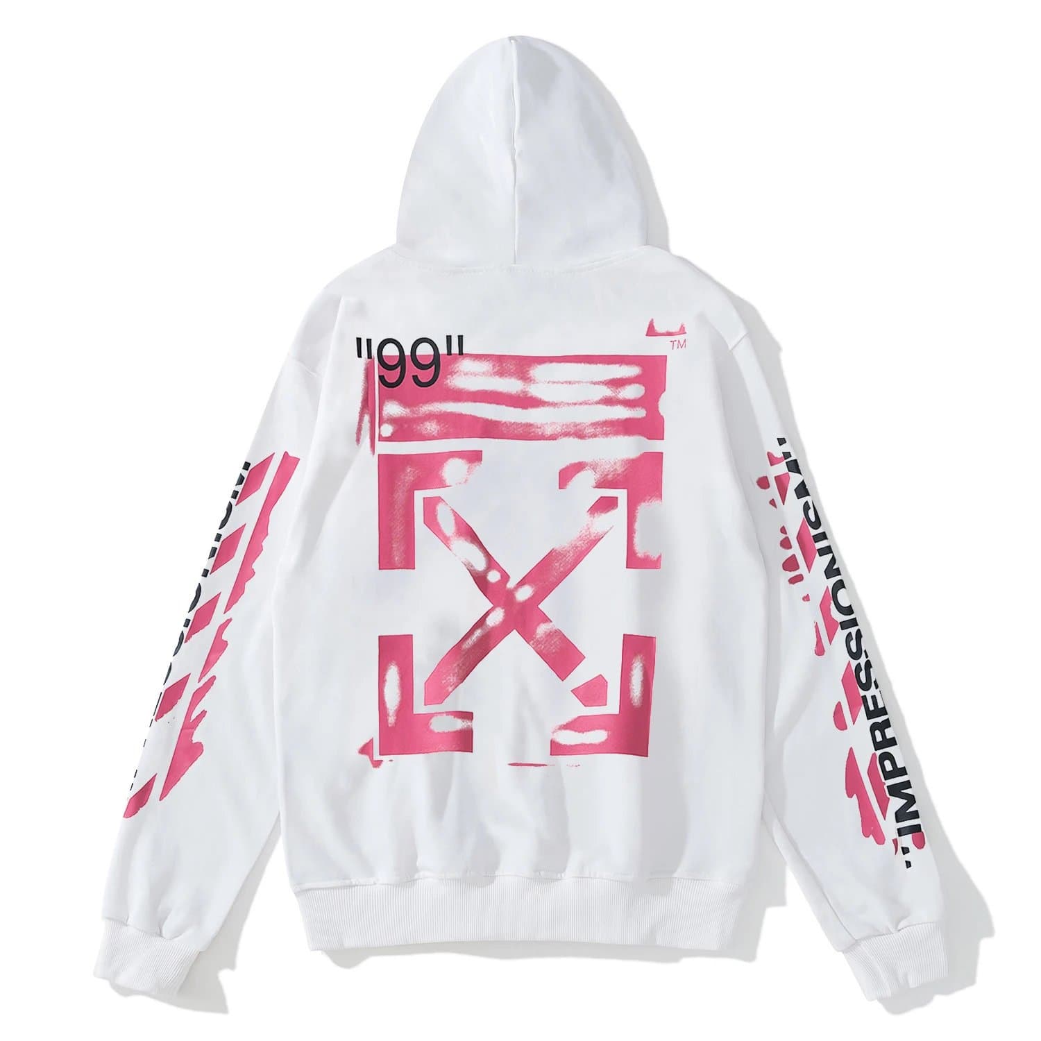 Off-White Hooded Sweatshirt Diagonal Arrow Print — 812白色