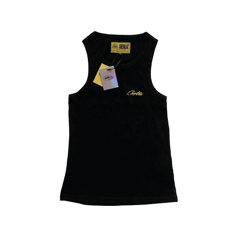 Chrome Hearts Ribbed Tank Top Gold Script Logo