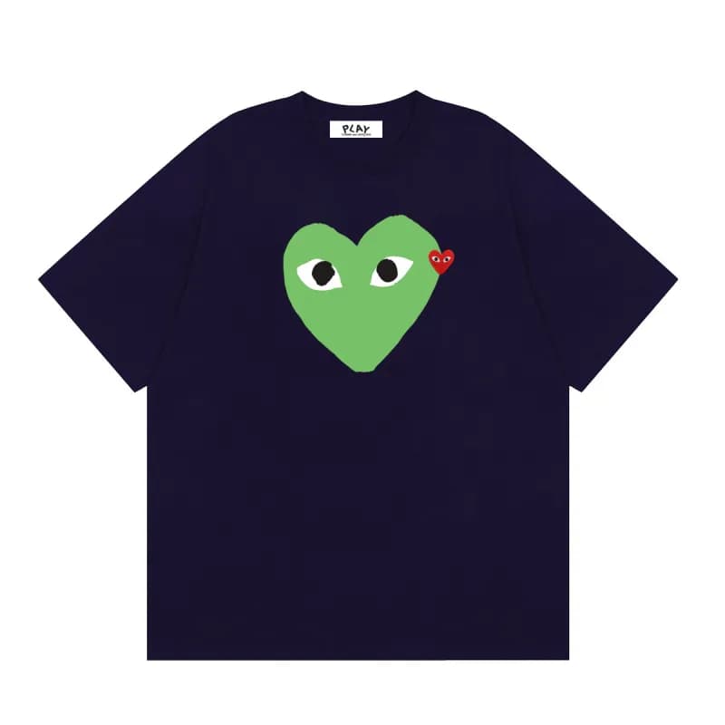 Comme des Garçons Heart Logo T-Shirt Light Blue with Red Heart — 16 navy blue